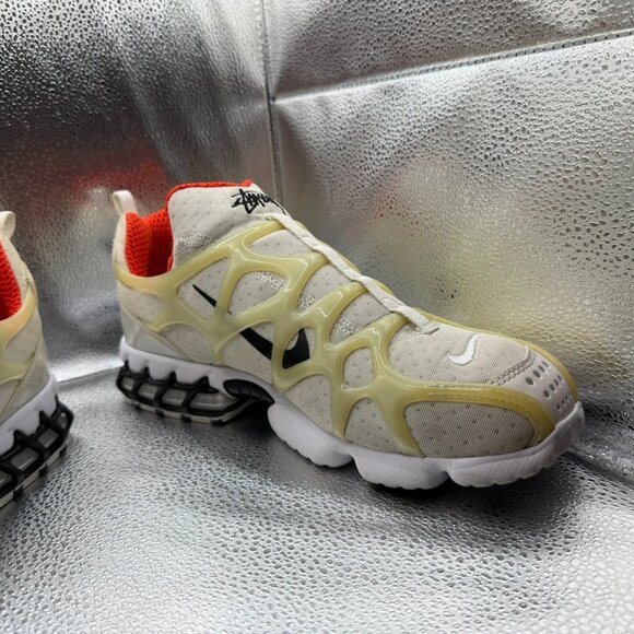 Size 9.5 Nike Air Zoom Spiridon Kukini x Stussy White Black Sneakers CJ9918-100 - Picture 5 of 14